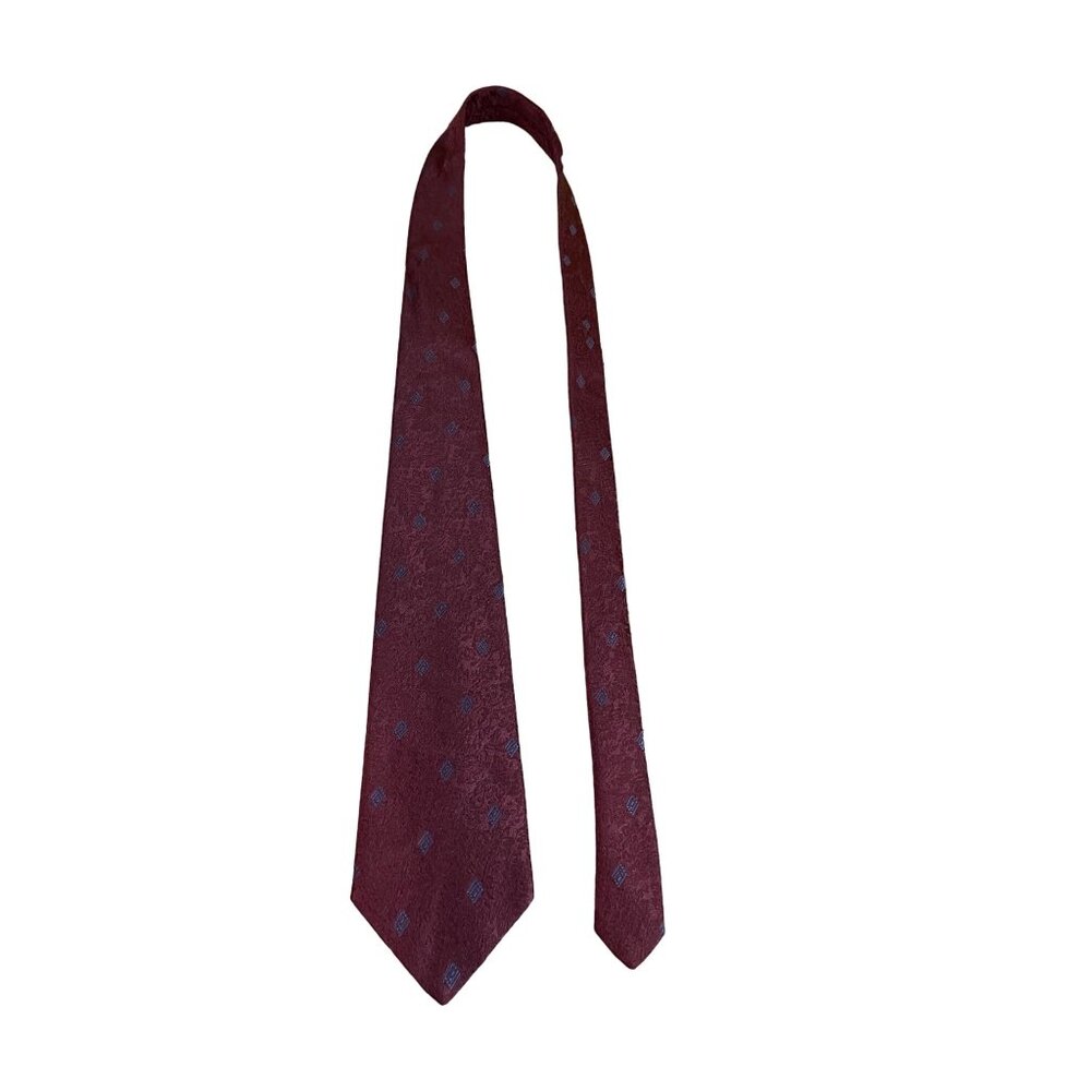 Vintage Duke Necktie Burgundy Silk Geometric Pattern Classic Menswear Dad gift